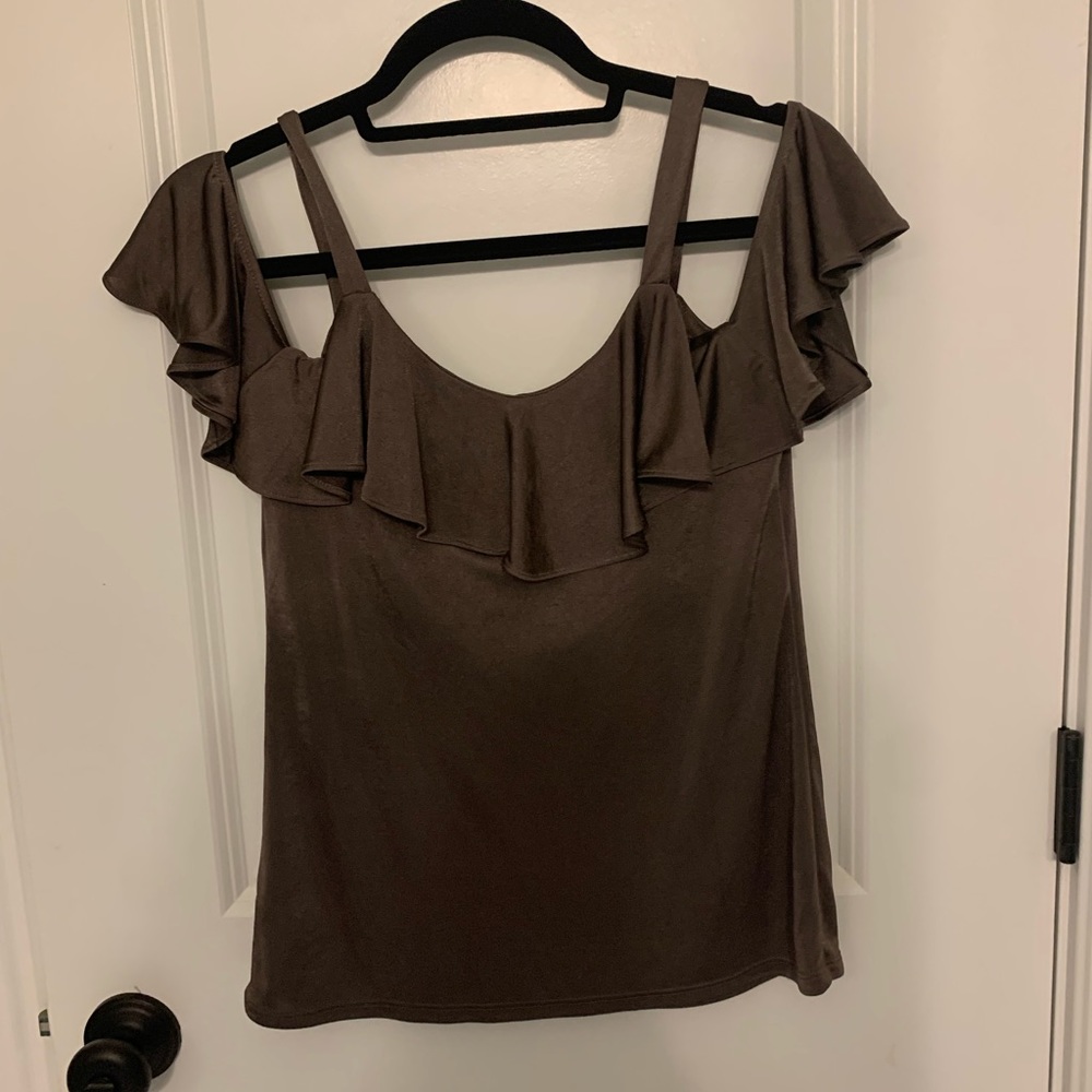 Express Cold Shoulder Ruffle neck blouse